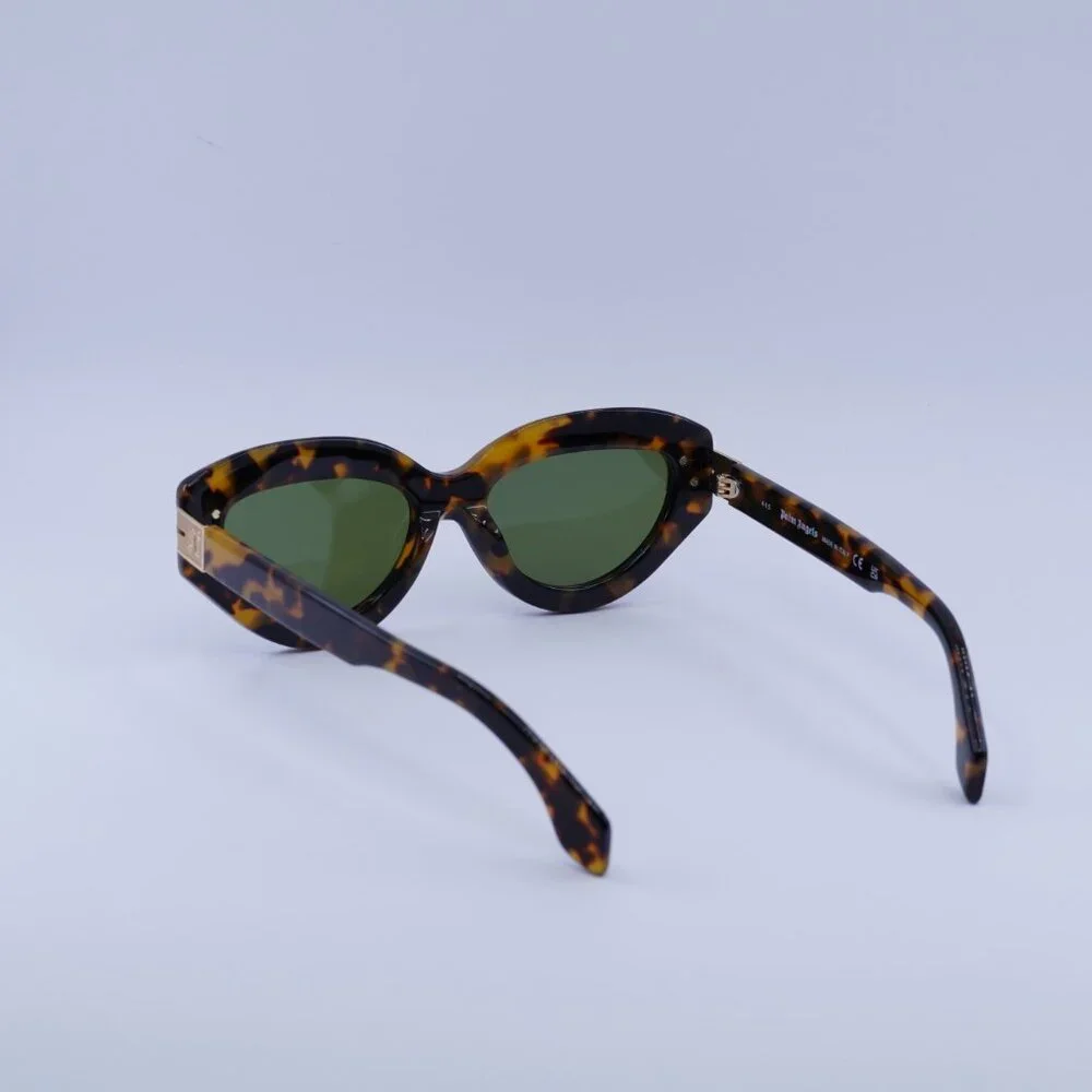 Palm Angels PERI10F MIRACLE 6055 Sunglasses Havana Cat Eye Frame, Green Lenses